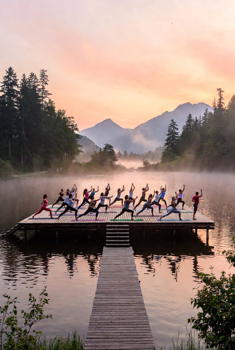 Offset rectangle collage with deep brown frame and copper triangle