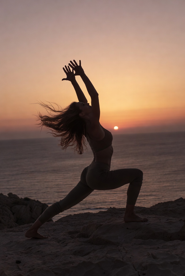 Layered earth-tone collage block with soft highlight ellipse